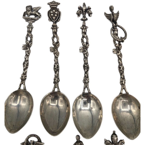 Set 11 Italian 800 Silver Demitasse Figural Souvenir Spoons Made in Italy 144g - Picture 8 of 11